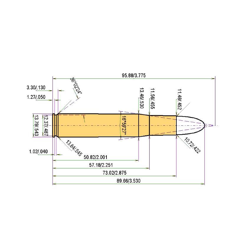 .404 Riml.NE (Jeffery, 10.75x73) Calibres Dimensiones y especificaciones técnicas