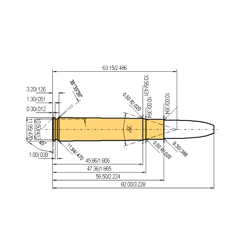9.3 x 57 Calibres Dimensiones y especificaciones técnicas