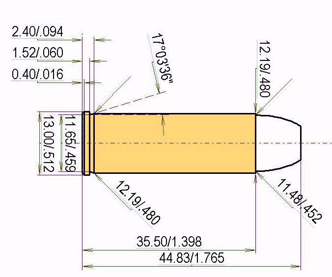 .454 Casull Magnum Calibres Dimensiones y especificaciones técnicas