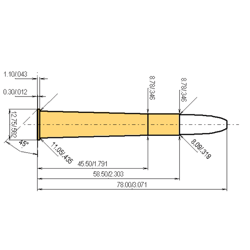 8 x 58 R Calibres Dimensiones y especificaciones técnicas