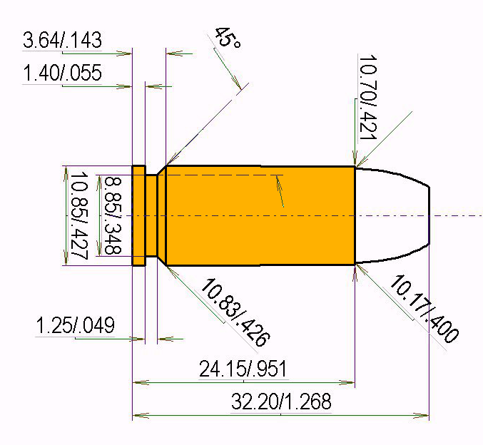 10 mm FAR Calibres Dimensiones y especificaciones técnicas