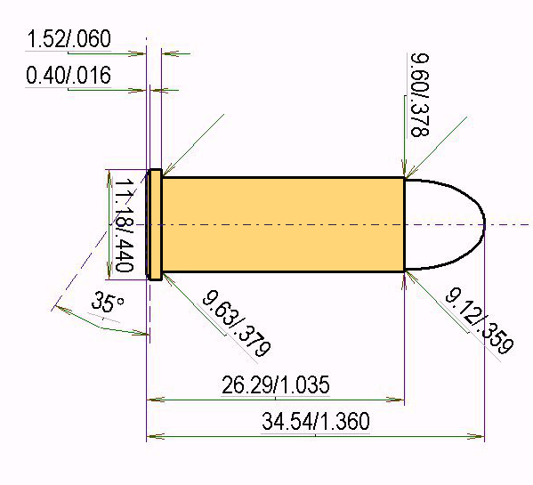 .38 Long Colt Calibres Dimensiones y especificaciones técnicas