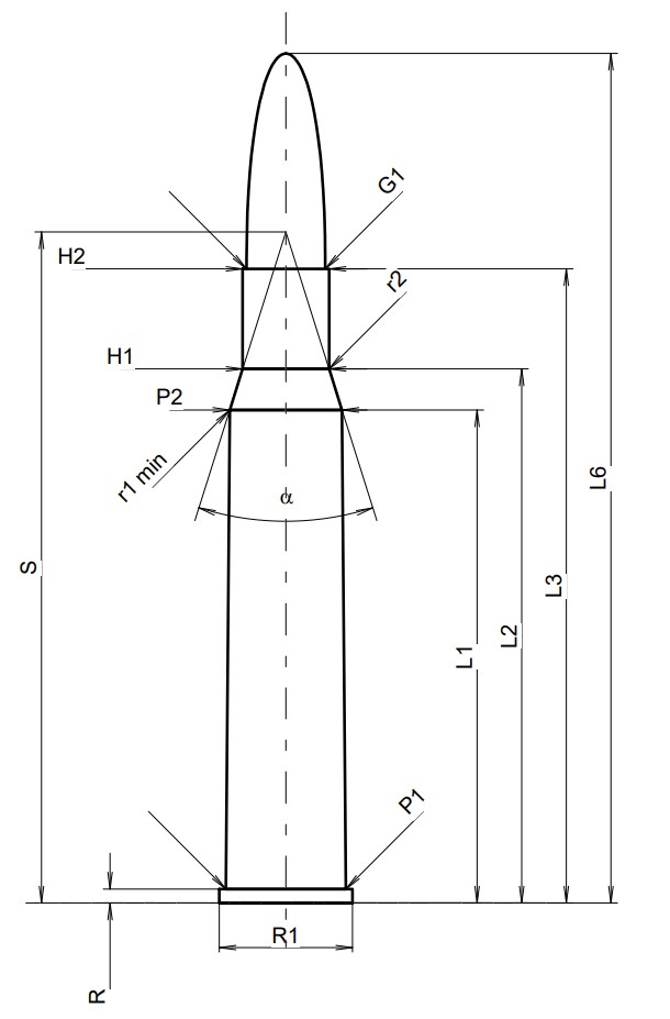 30-06 Stief Calibres Dimensiones y especificaciones técnicas