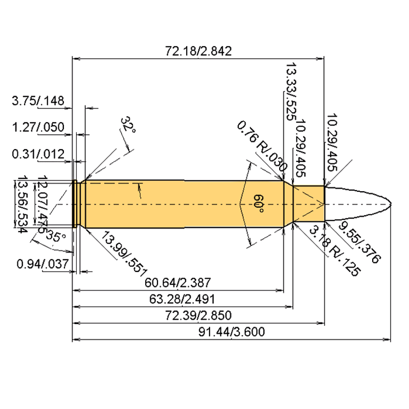 .375 Rem. Ultra Mag Calibres Dimensiones y especificaciones técnicas
