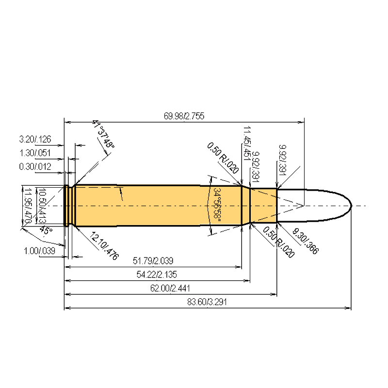 9.3 x 62 Calibres Dimensiones y especificaciones técnicas
