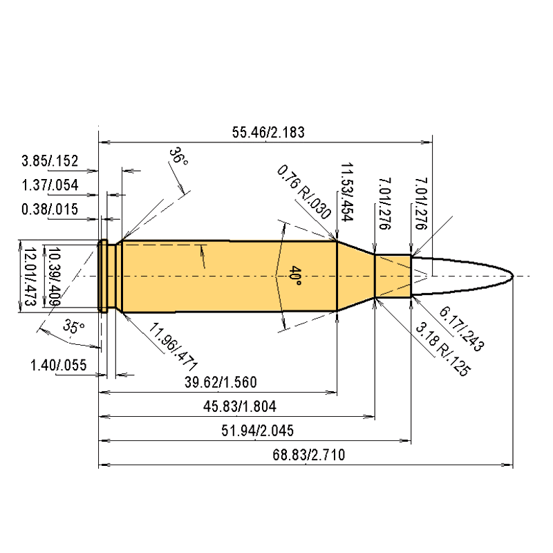 243win Calibres Dimensiones y especificaciones técnicas