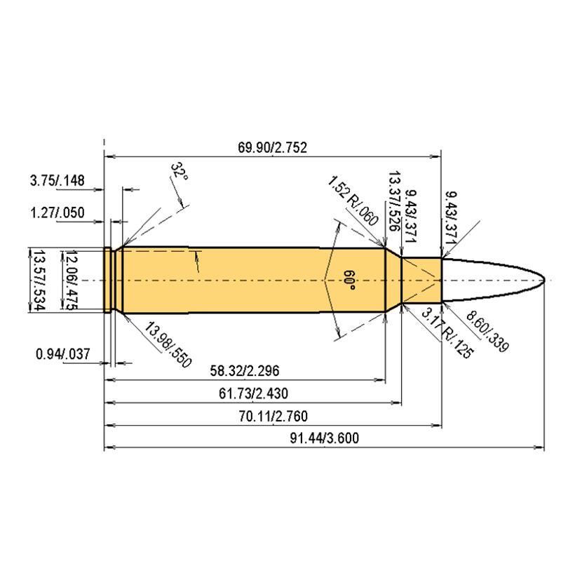 .338 Rem. Ultra Mag Calibres Dimensiones y especificaciones técnicas
