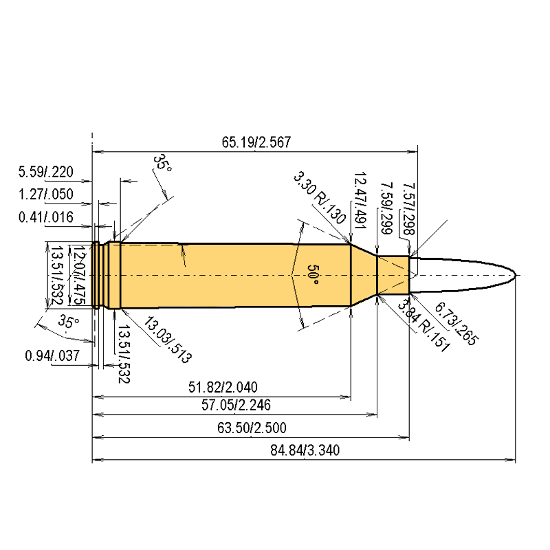 .264 Win. Mag. Calibres Dimensiones y especificaciones técnicas