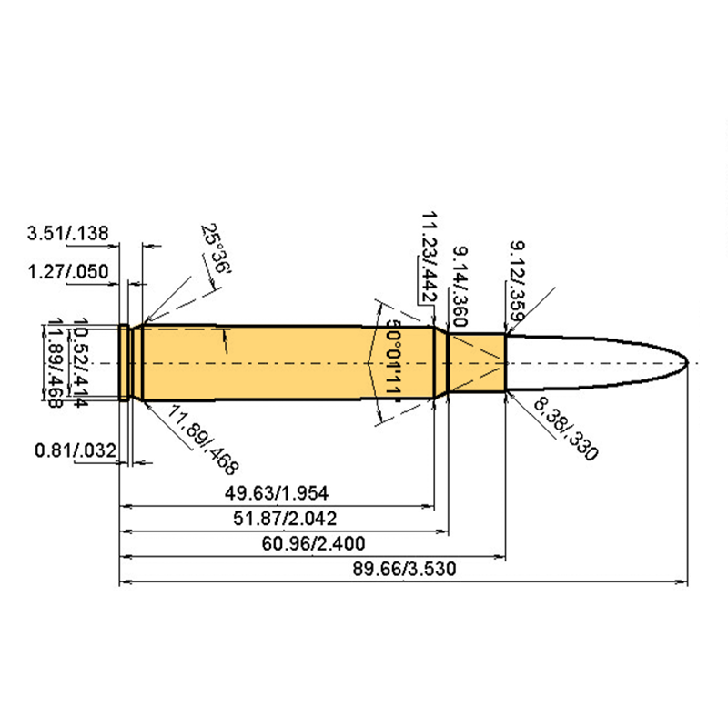 .318 Riml. N.E. Westl Rich. Calibres Dimensiones y especificaciones técnicas